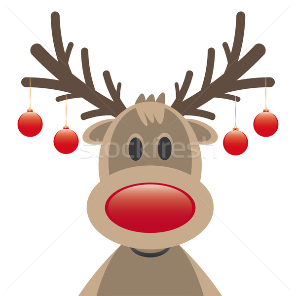 Stock photo: rudolph reindeer red nose christmas balls