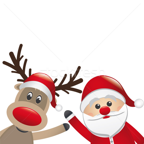 santa claus and reindeer wave hands Stock photo © dariusl