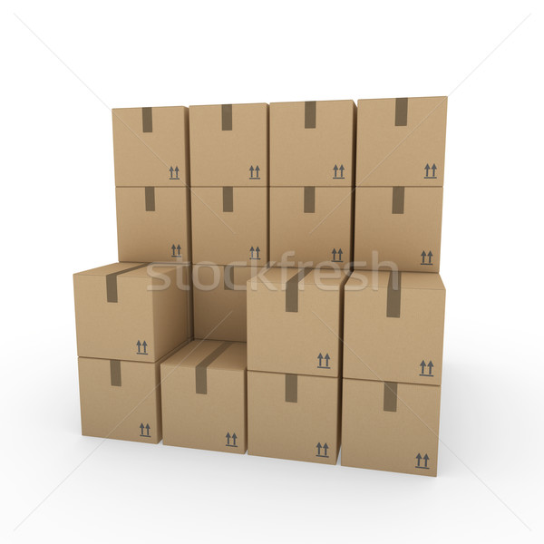 Stock photo: 3d package shipping box brown