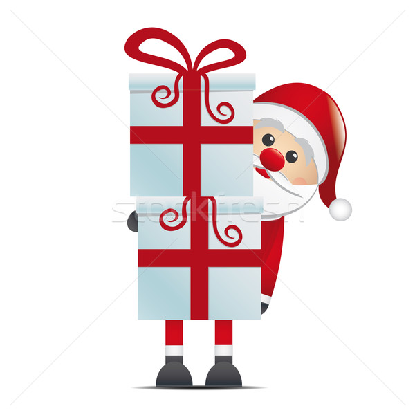 Stock photo: santa hold gift boxes