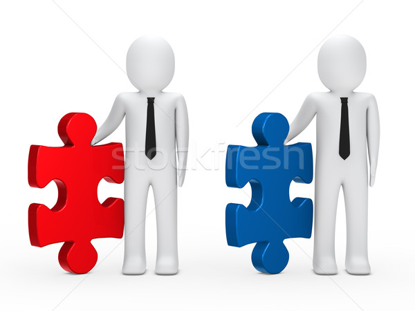Zdjęcia stock: Biznesmenów · utrzymać · puzzle · czarny · tie · działalności