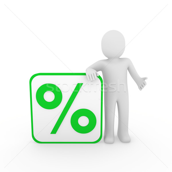 Hombre 3d venta porcentaje verde humanos cubo Foto stock © dariusl