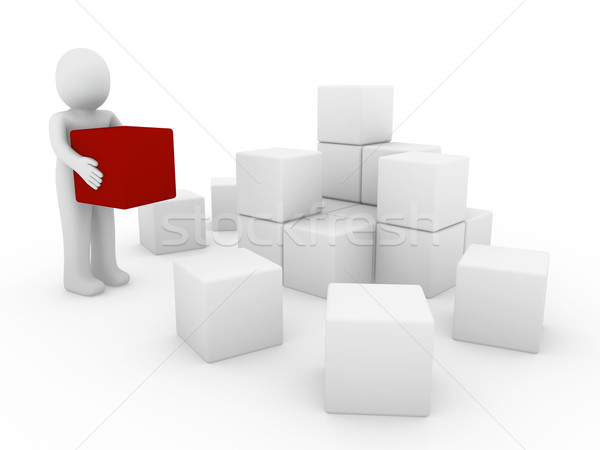 Foto stock: Cubo · cuadro · rojo · blanco · éxito