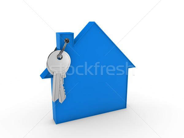 Photo stock: 3D · maison · clé · bleu · maison