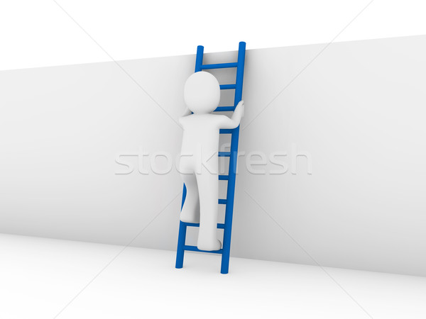 3d ember létra kék fal siker üzlet Stock fotó © dariusl