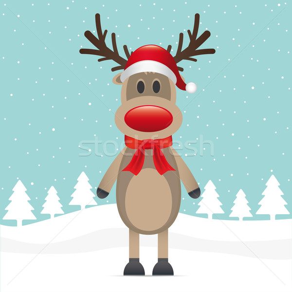 reindeer red nose scarf hat Stock photo © dariusl