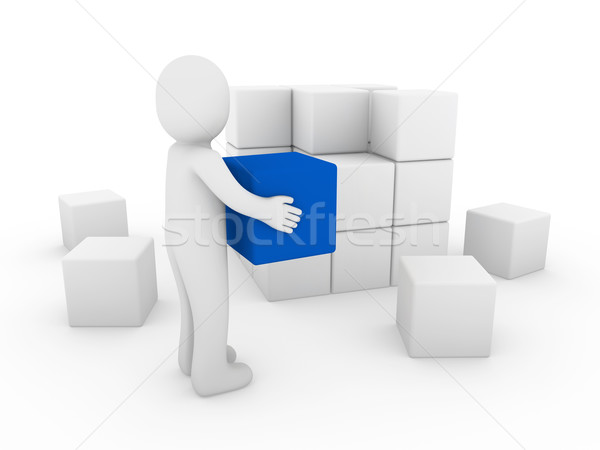 3d human cube Stock photo © dariusl
