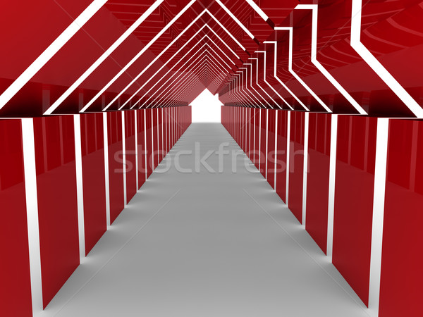 3D domu tunelu czerwony domu Zdjęcia stock © dariusl