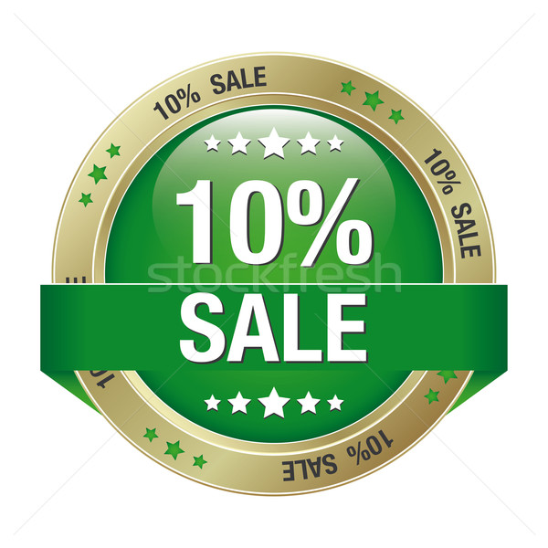 10 percent green gold button Stock photo © dariusl