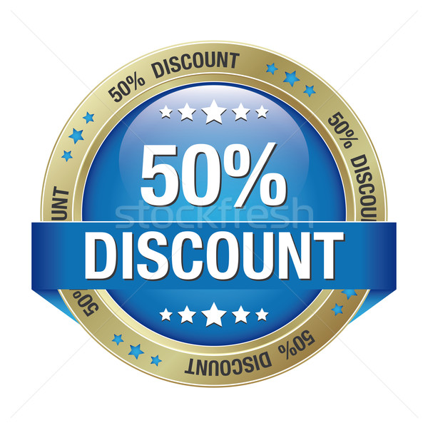 50 discount blue gold button Stock photo © dariusl