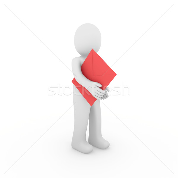 Stock photo: 3d human letter red