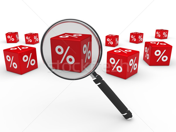 3d sale cube red magnifying lens  Stock photo © dariusl