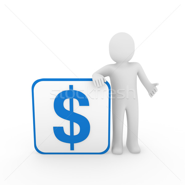 Stockfoto: 3d · man · dollar · vak · man · Blauw