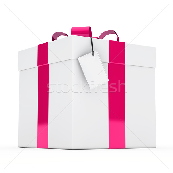 禮品盒 粉紅絲帶 聖誕節 白 生日 框 商業照片 © dariusl