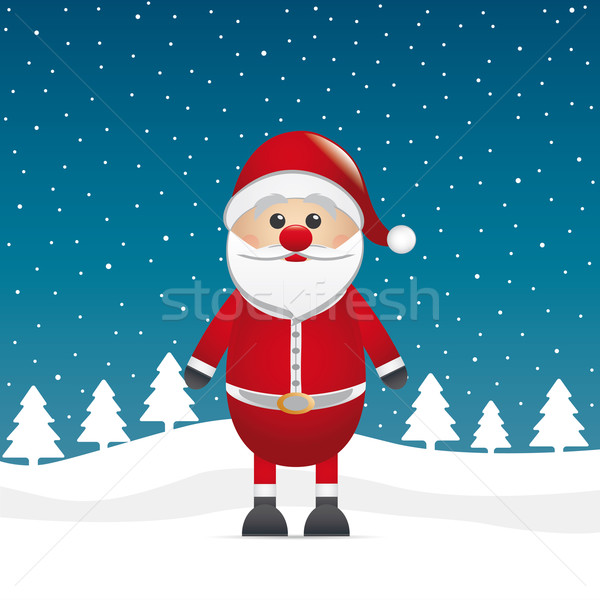 Stock photo: santa claus stand on winter landscape