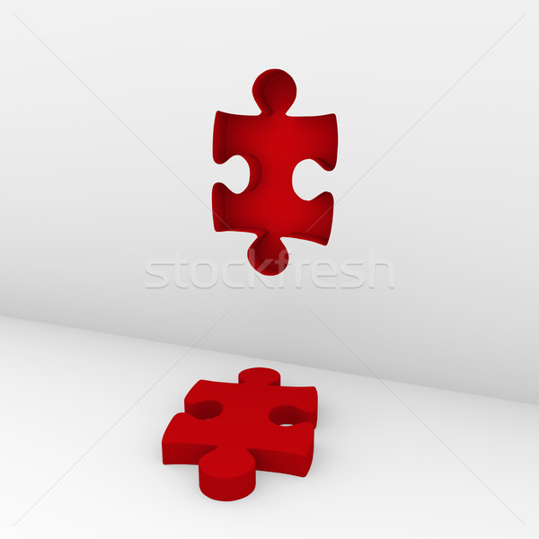 3d puzzle red wall Stock photo © dariusl