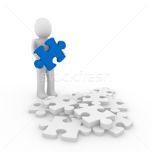 Stock foto: Blau · Puzzle · Business · weiß · Erfolg