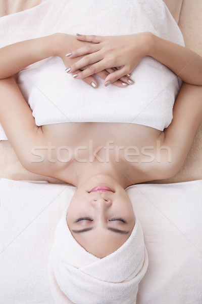 Asian ragazza spa bella letto faccia Foto d'archivio © darkkong