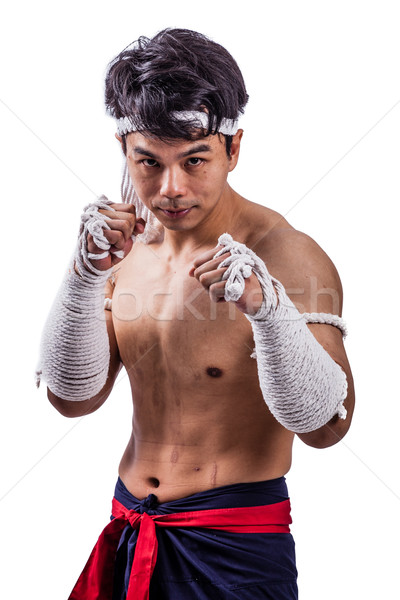 Thai boxeador boxe ação mãos homem Foto stock © darkkong