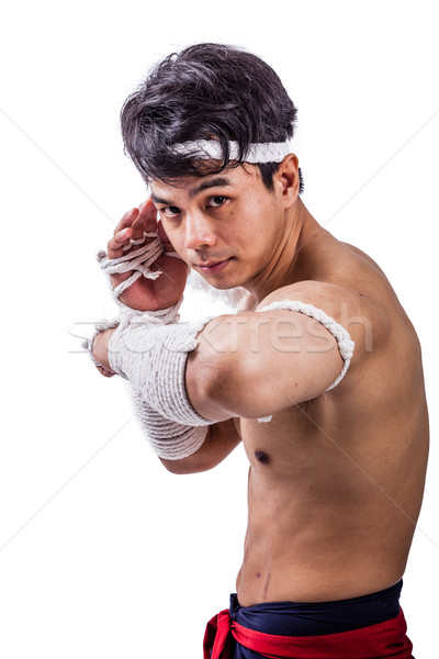 Thai boxer boxing azione mani uomo Foto d'archivio © darkkong