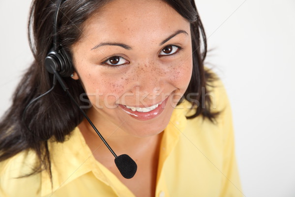 Goede communicatie glimlachend receptionist hoofdtelefoon Stockfoto © darrinhenry