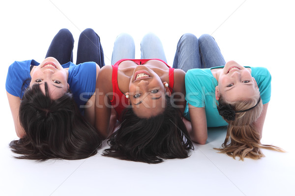 Black white and asian teenage girls having fun Stock photo © darrinhenry