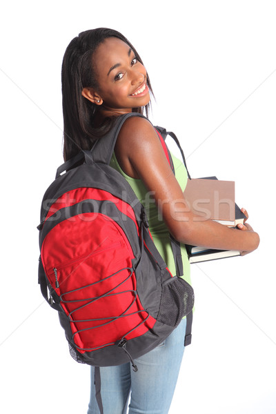 Stockfoto: Cute · afro-amerikaanse · middelbare · school · student · meisje · tijd