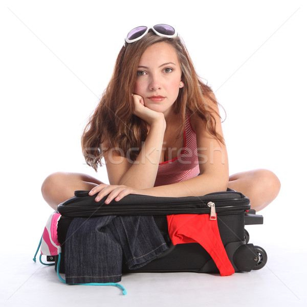 Urlaub Blues Teenager Mädchen up Verpackung Stock foto © darrinhenry