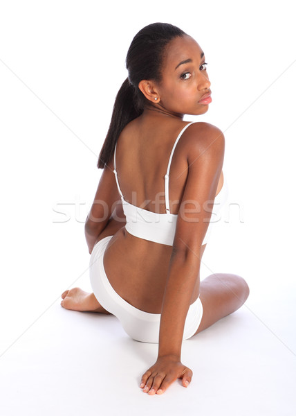 年輕 非裔美國人 女子 體育 內衣 後視圖 商業照片 © darrinhenry