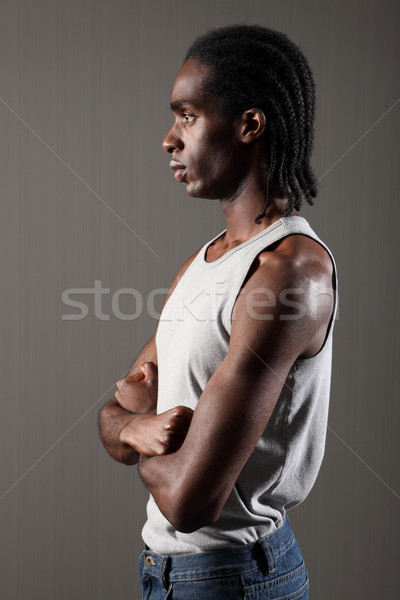 Profile of tough young black man with dreadlocks Stock photo © darrinhenry