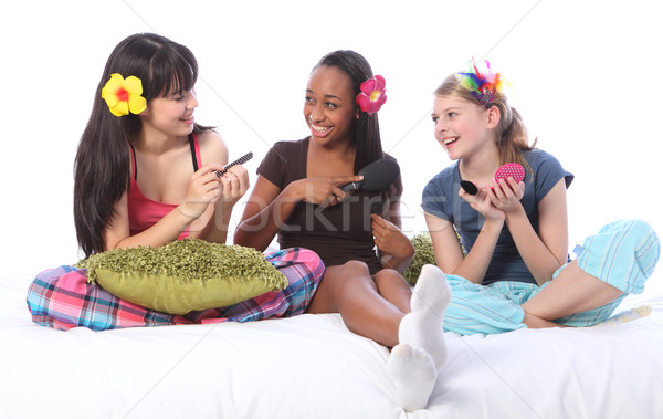 Stock photo: Slumber party make up games for teenage girls
