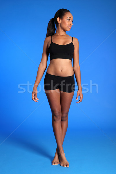 African american woman fit body in black underwear Stock photo © darrinhenry