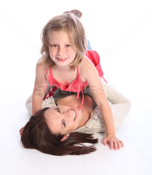 Kahkaha heyecan anne kız aile sevmek Stok fotoğraf © darrinhenry