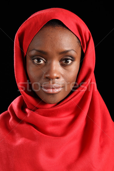Belo jovem preto religioso mulher hijab Foto stock © darrinhenry