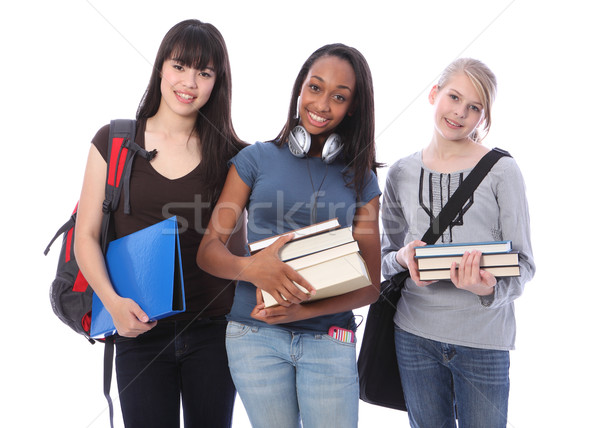 Drie etnische student meisjes onderwijs Stockfoto © darrinhenry