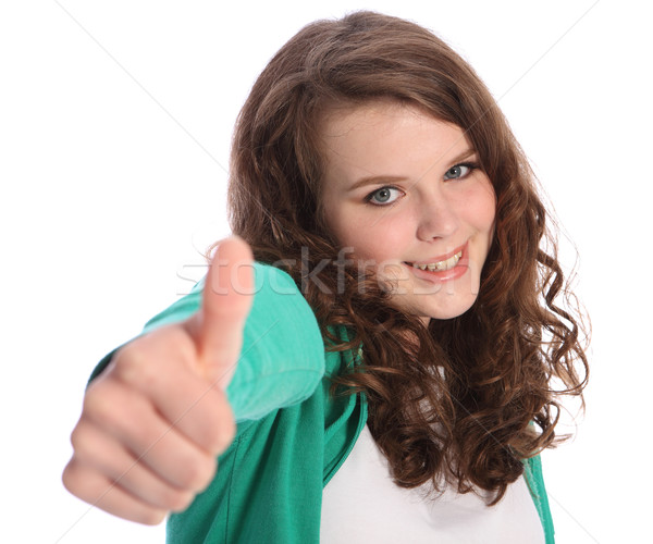 Mooie glimlach succes mooie tiener meisje Stockfoto © darrinhenry