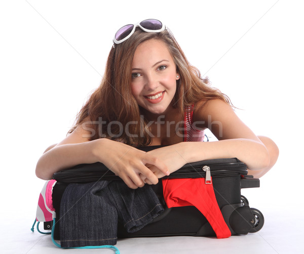 Glücklich Teenager Verpackung Urlaub schönen Stock foto © darrinhenry