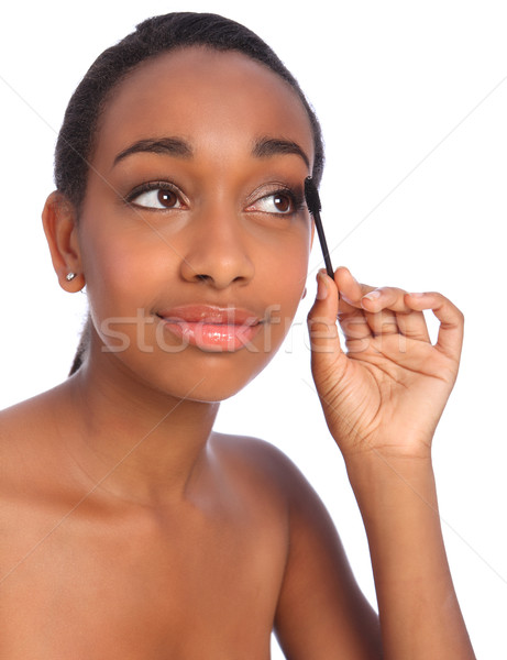 [[stock_photo]]: Femme · mascara · brosse · belle · jeunes