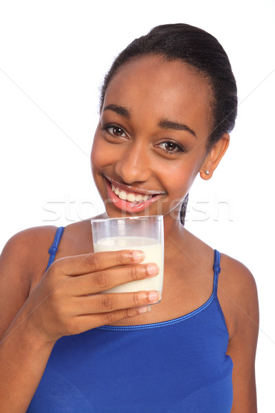 美麗 微笑 年輕 黑色 女孩 飲用水 商業照片 © darrinhenry