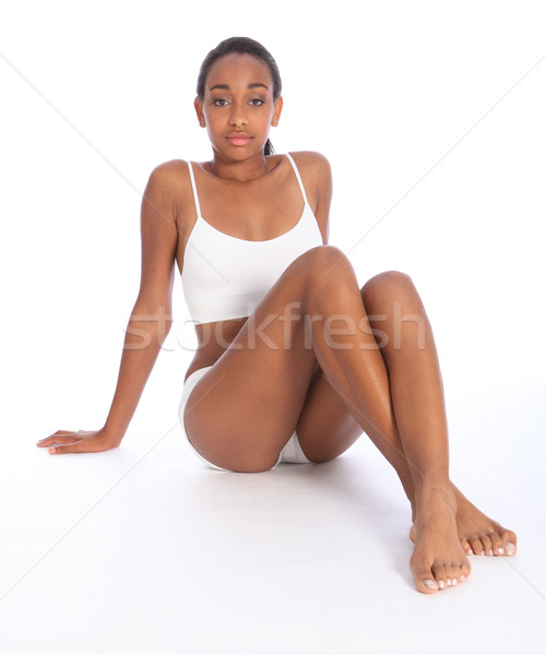Young black woman fit body wears sports underwear Stock photo © darrinhenry