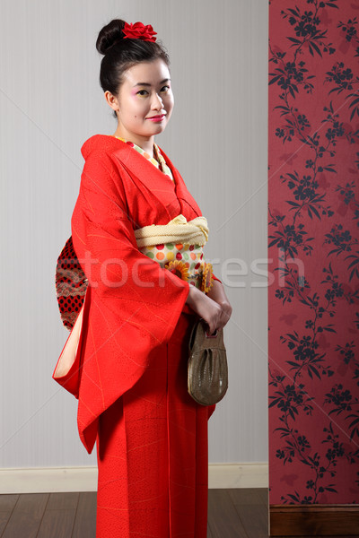Japan traditional kimono on pretty asian woman Stock photo © darrinhenry