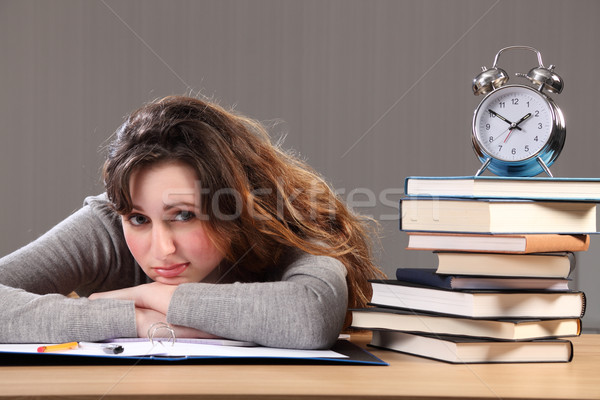 Beautiful student takes time for homework break Stock photo © darrinhenry