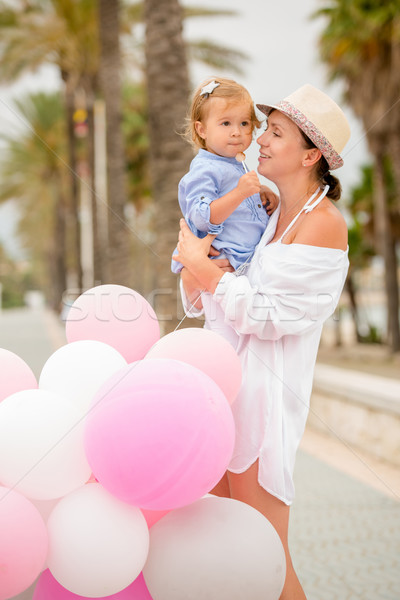 Foto stock: Jovem · mãe · tenro · momento · filha