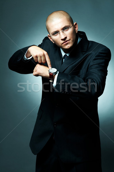 Geschäftsmann jungen ansehen Zeit ist Geld Business Uhr Stock foto © dash