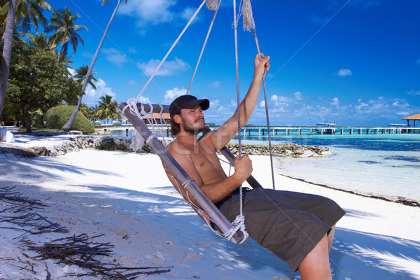 Adam Maldivler yakışıklı adam su plaj Stok fotoğraf © dash