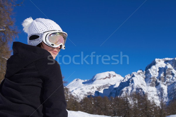Femminile snowboarder ritratto indossare occhiali donna Foto d'archivio © dash