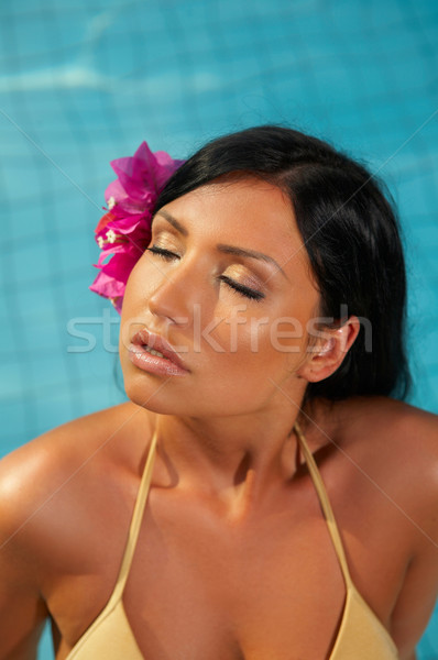 Foto stock: Fechar · piscina · anos · relaxante · piscina