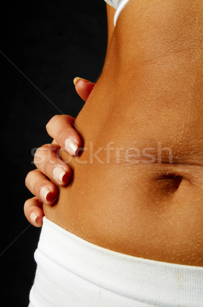 Fitness vrouw vingers aanraken meisje lichaam Stockfoto © dash