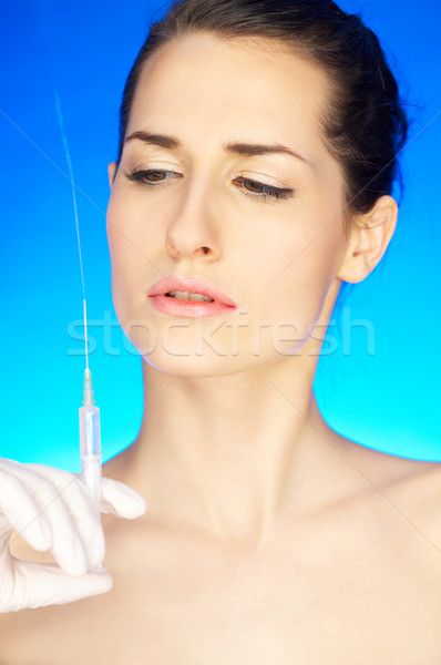 可愛 藍色 肖像 佳人 肉毒桿菌毒素注射 婦女 商業照片 © dash