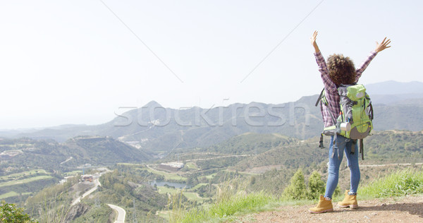 Happy tourist on summit Stock photo © dash